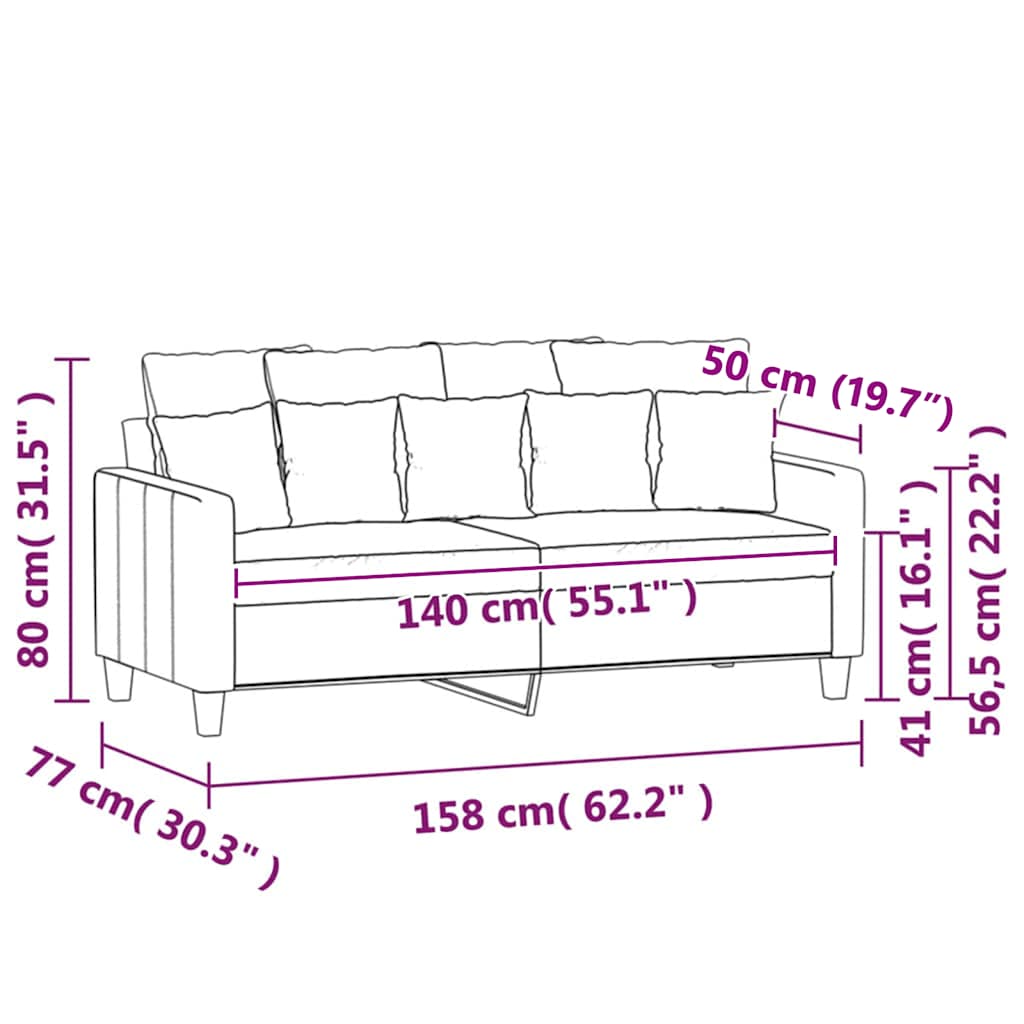 Canapé à 2 places Taupe 140 cm Tissu - XIOS
