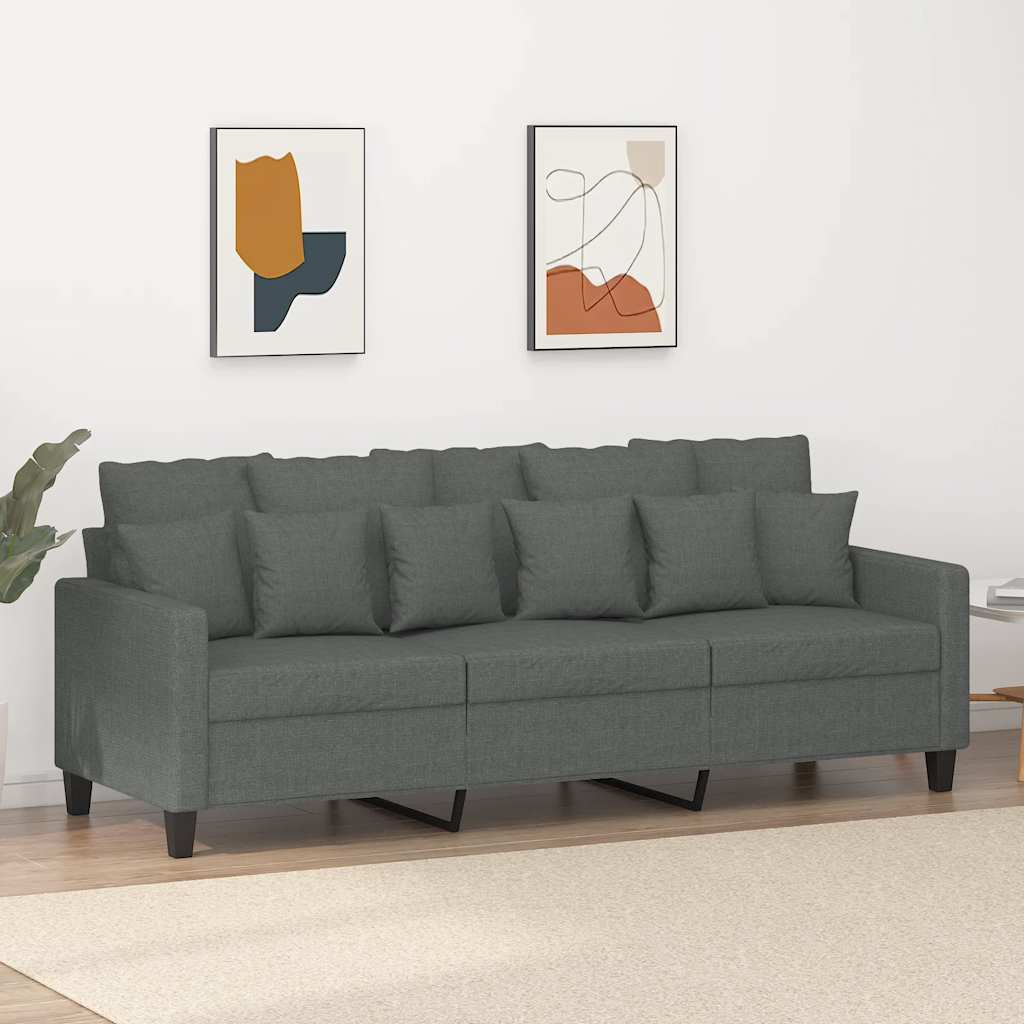 Canapé à 3 places Gris foncé 180 cm Tissu - XIOS