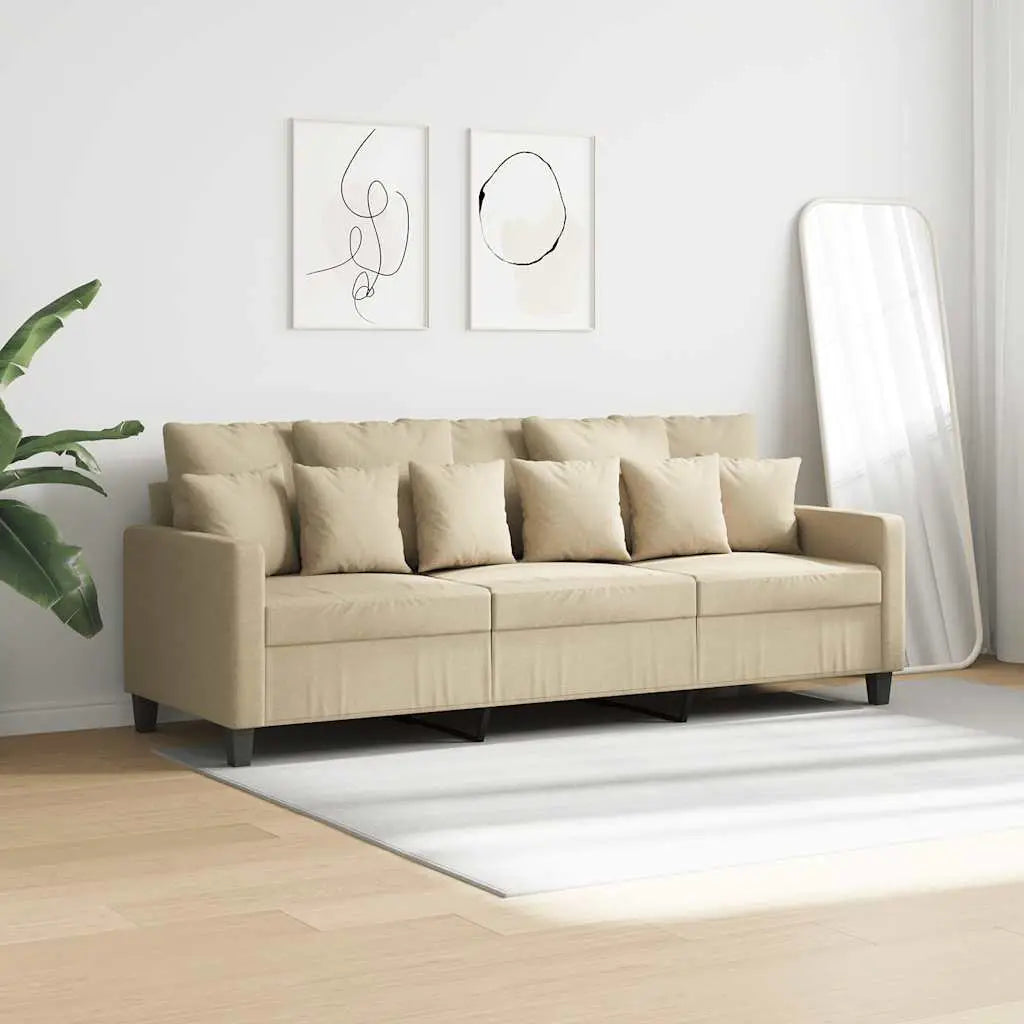 Canapé à 3 places Crème 180 cm Tissu - XIOS