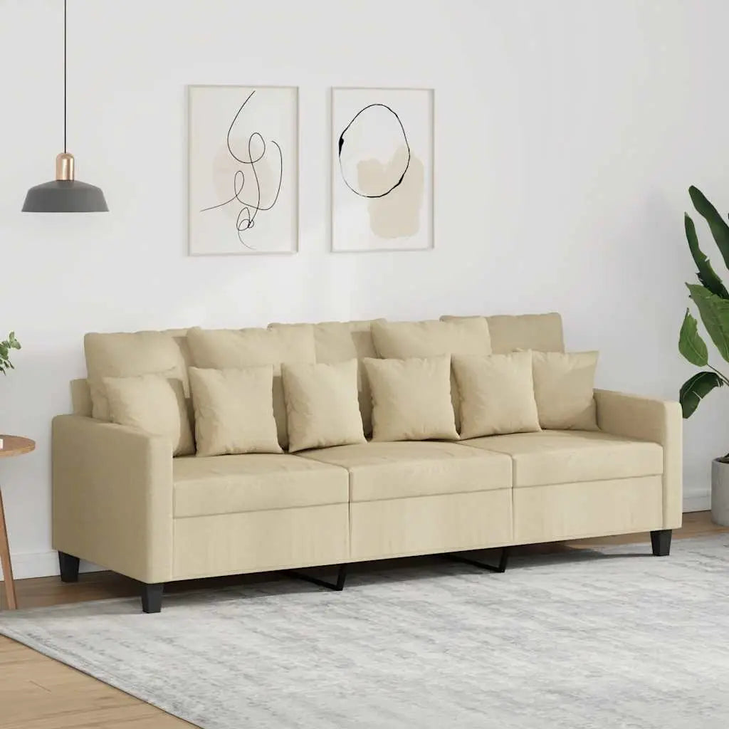 Canapé à 3 places Crème 180 cm Tissu - XIOS