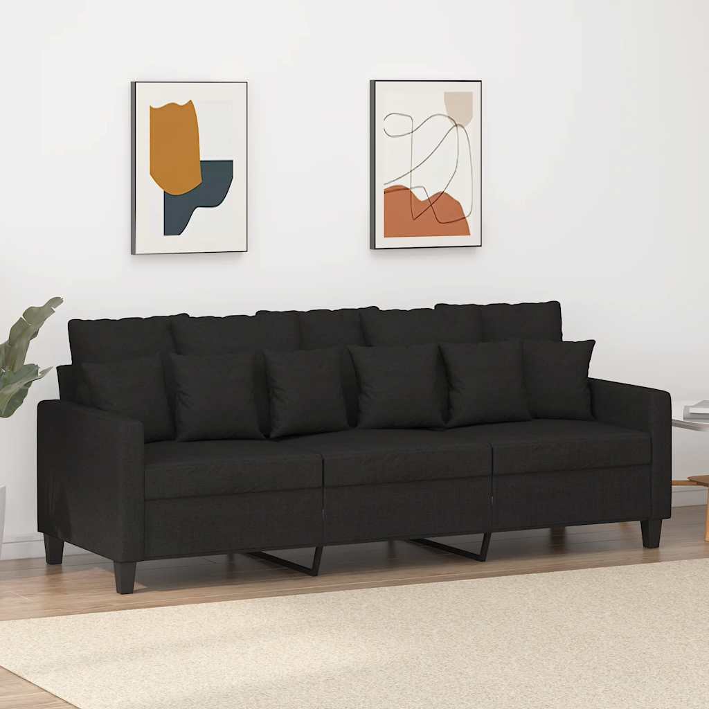Canapé à 3 places Noir 180 cm Tissu - XIOS