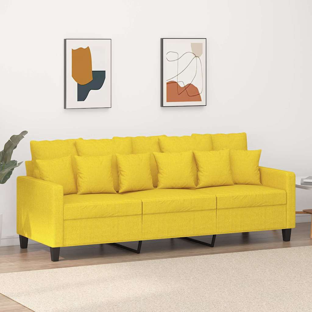 Canapé à 3 places Jaune clair 180 cm Tissu - XIOS