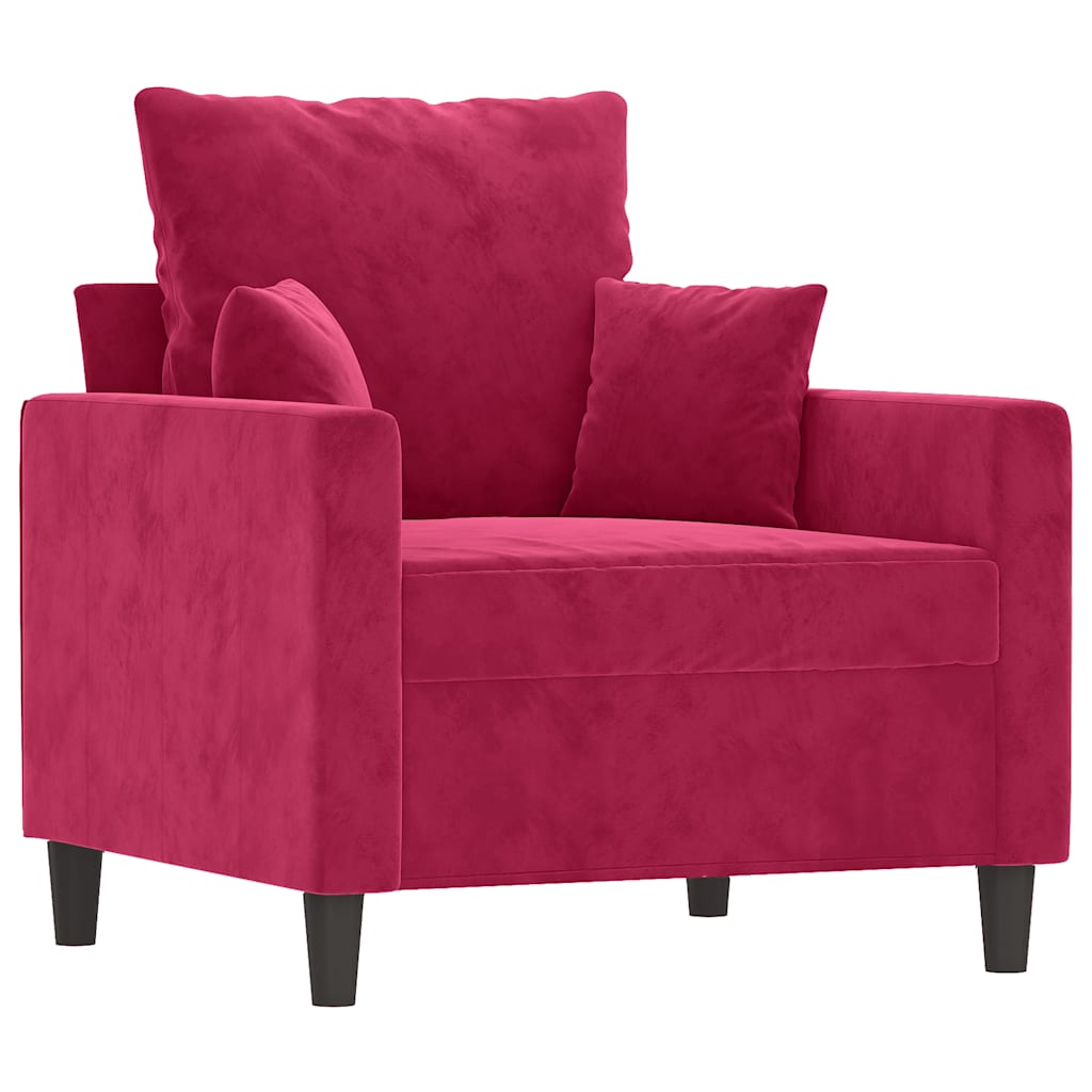 Fauteuil Rouge bordeaux 60 cm Velours - XIOS