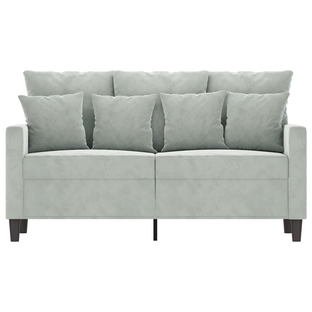 Canapé à 2 places Gris clair 120 cm Velours - XIOS