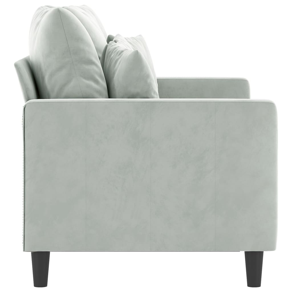 Canapé à 2 places Gris clair 120 cm Velours - XIOS