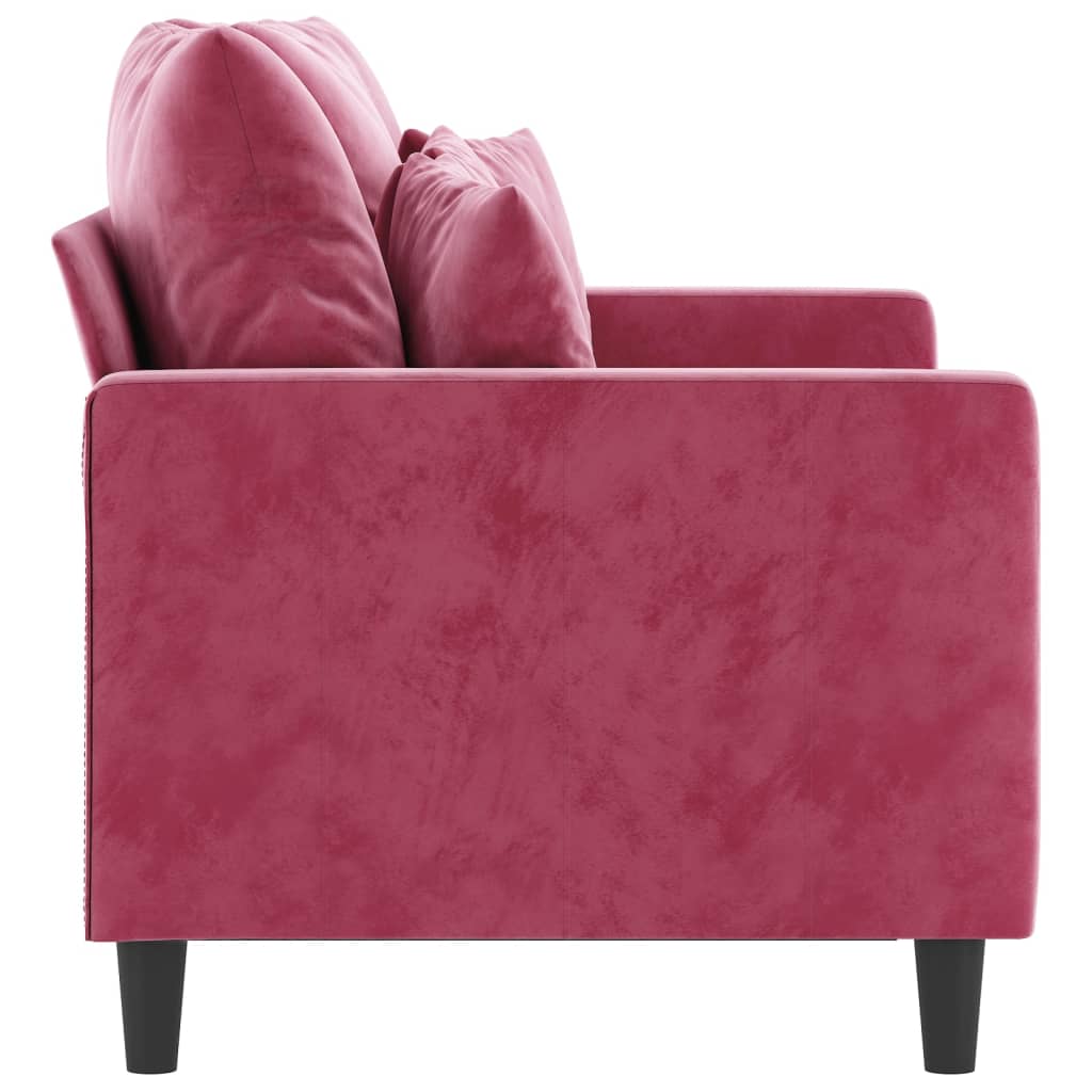 Canapé à 2 places Rouge bordeaux 120 cm Velours - XIOS