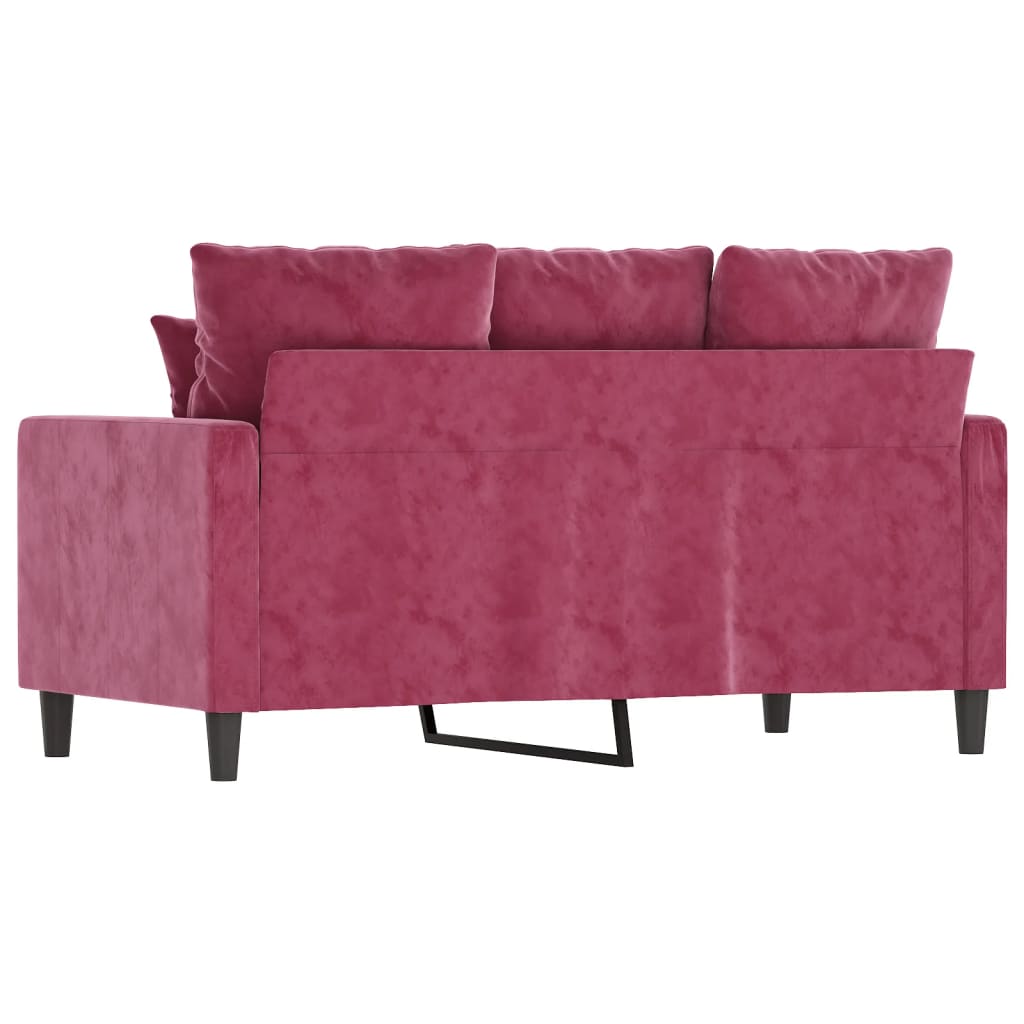 Canapé à 2 places Rouge bordeaux 120 cm Velours - XIOS