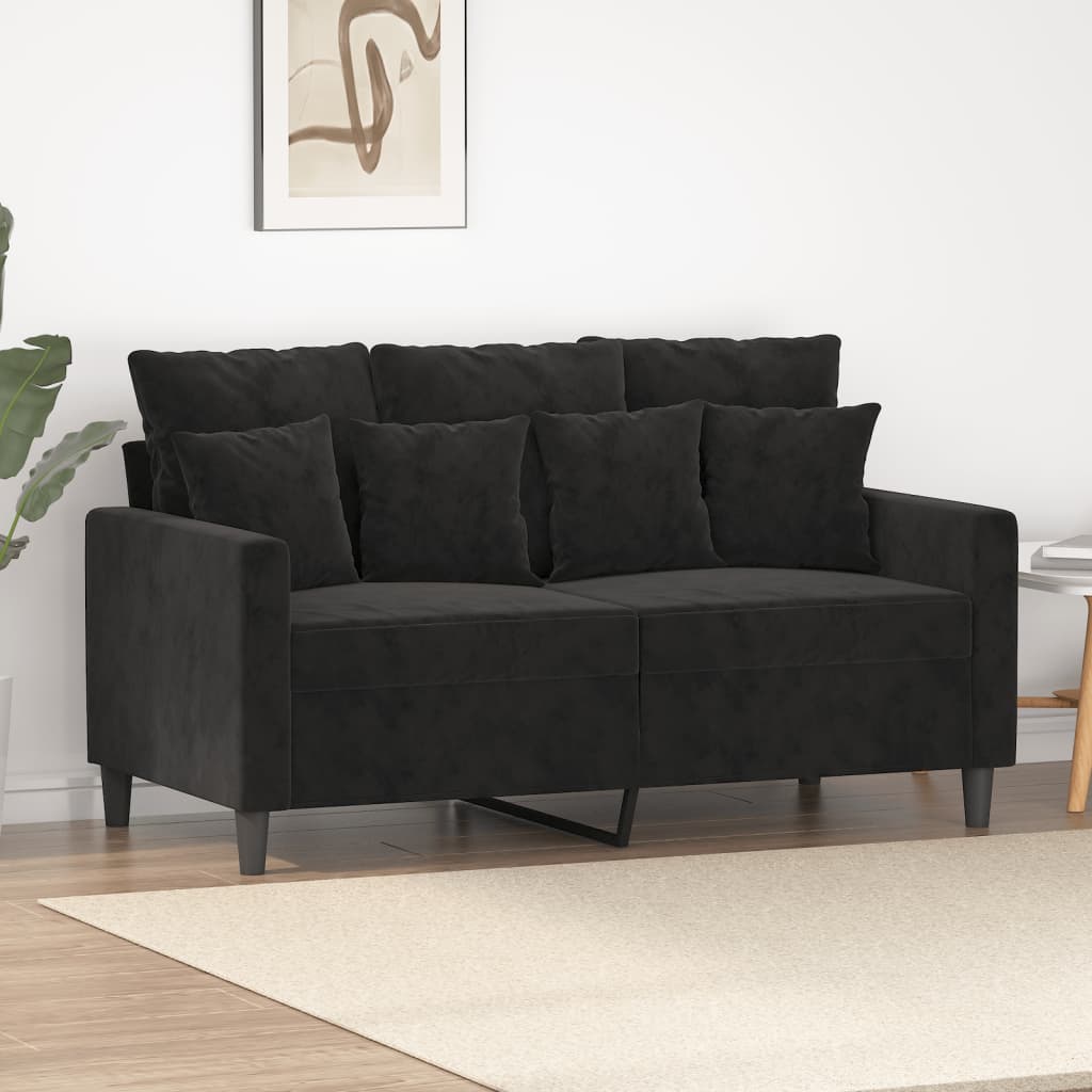 Canapé à 2 places Noir 120 cm Velours - XIOS