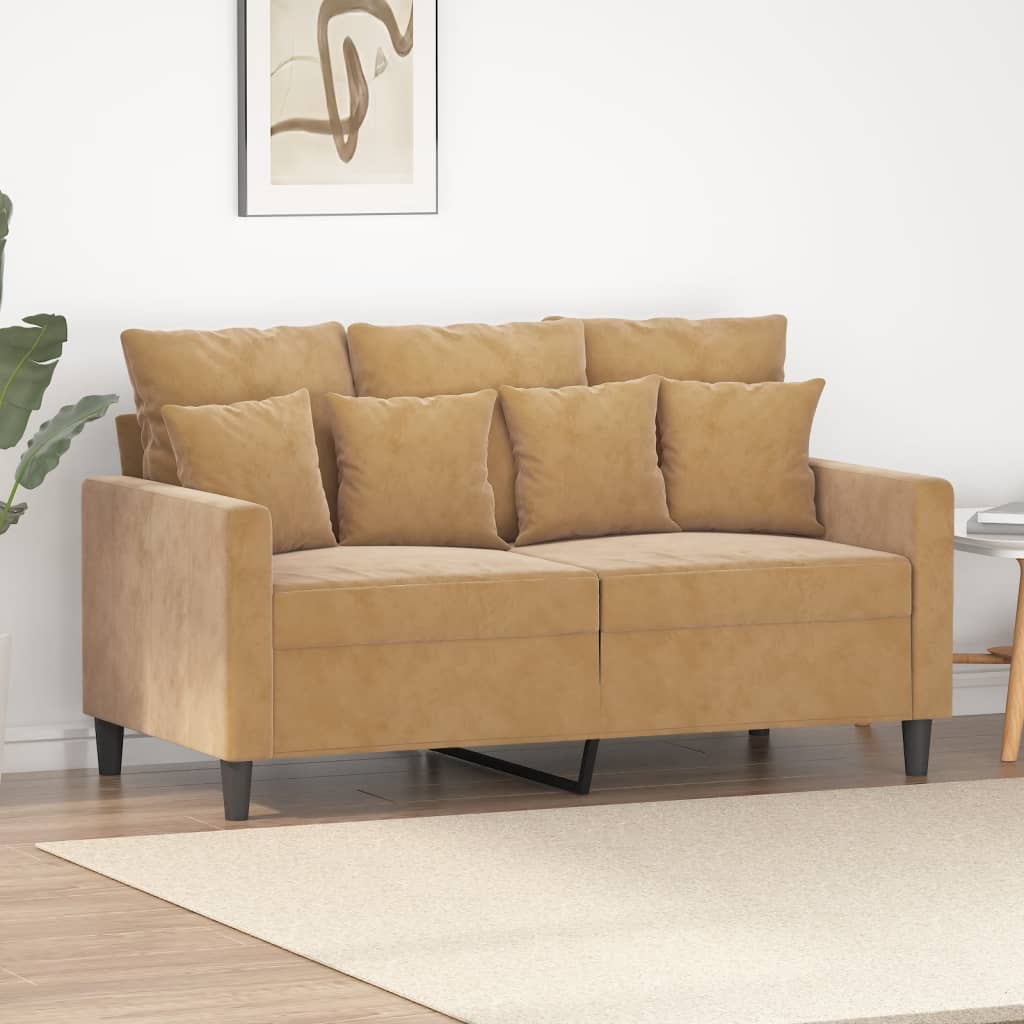 Canapé à 2 places Marron 120 cm Velours - XIOS
