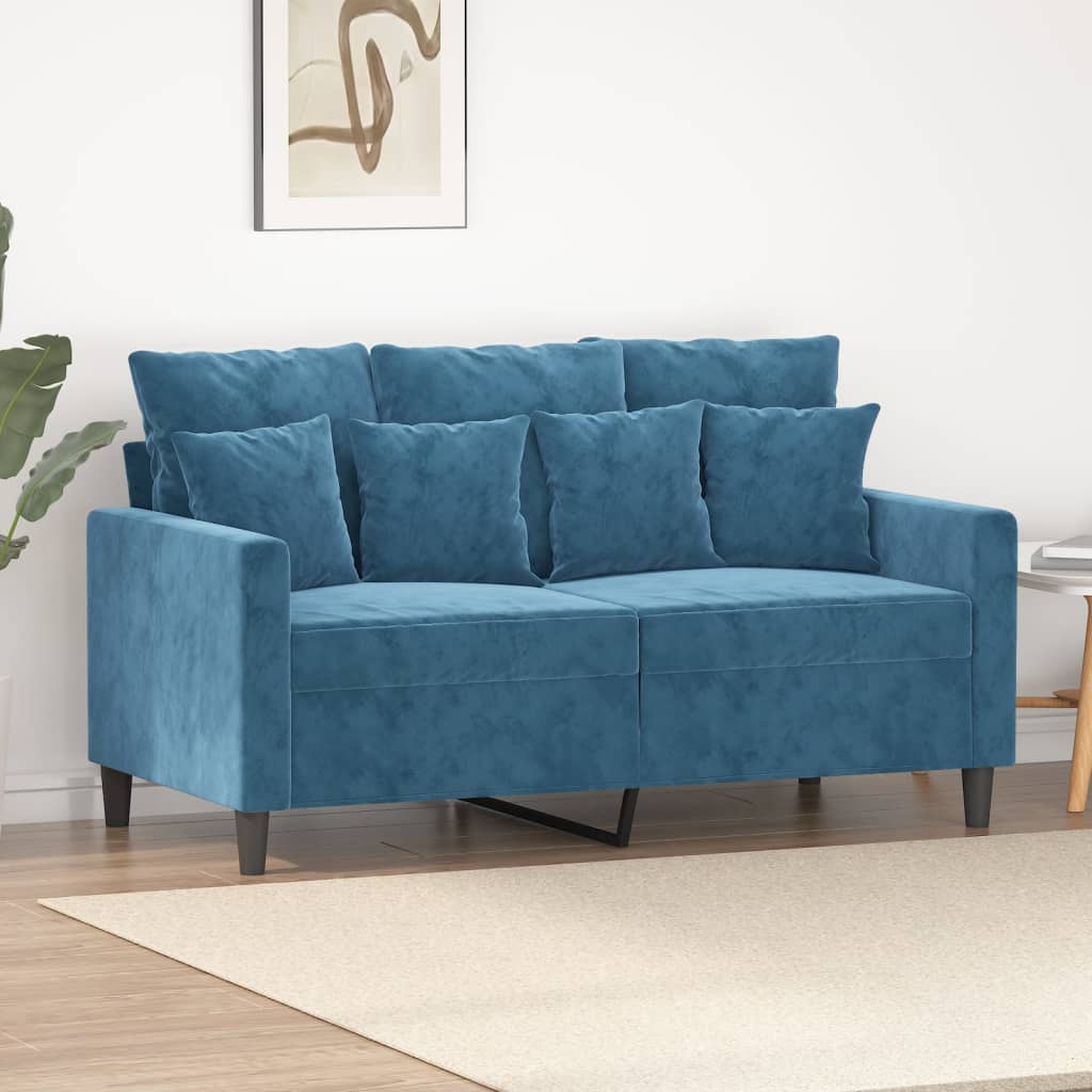 Canapé à 2 places Bleu 120 cm Velours - XIOS
