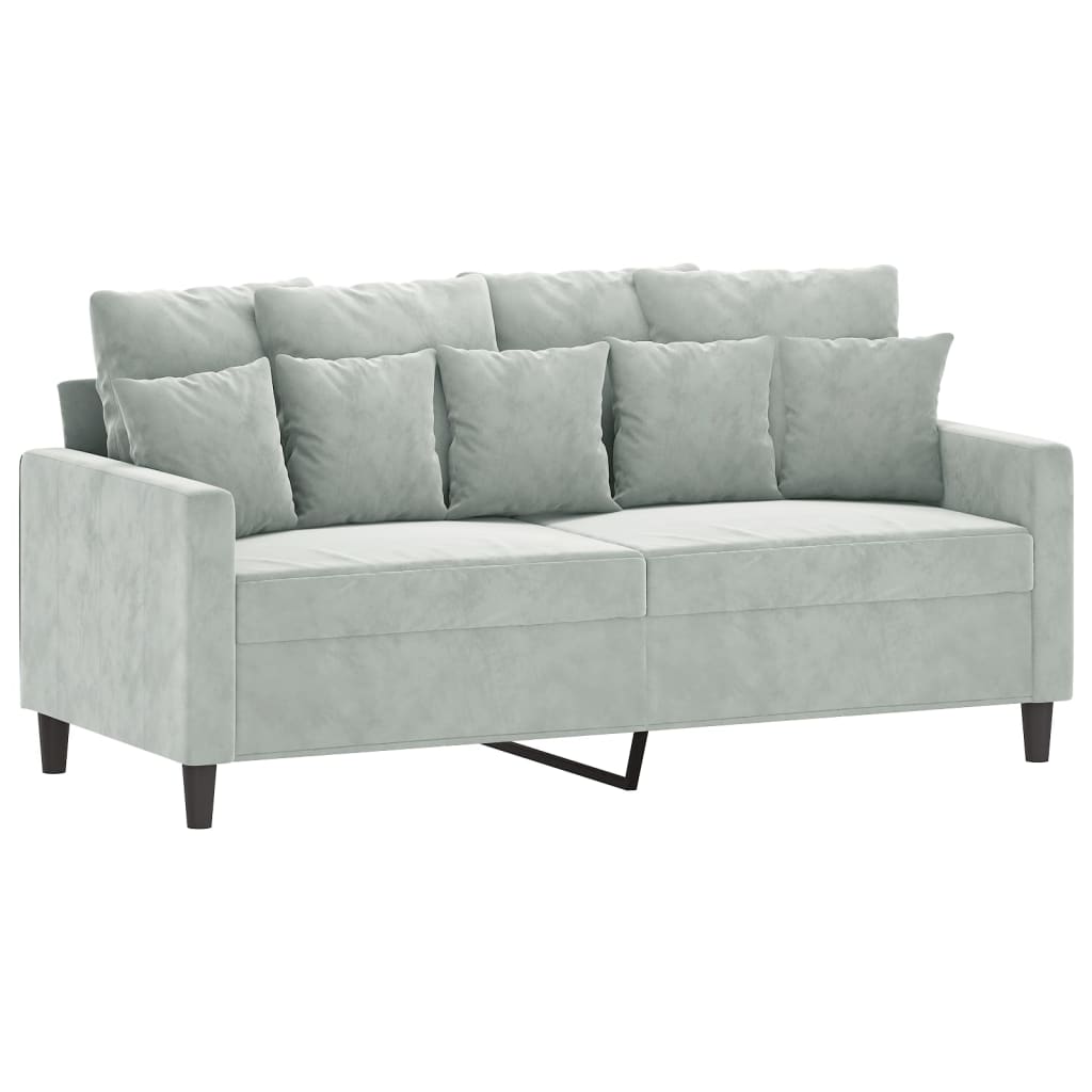 Canapé à 2 places Gris clair 140 cm Velours - XIOS