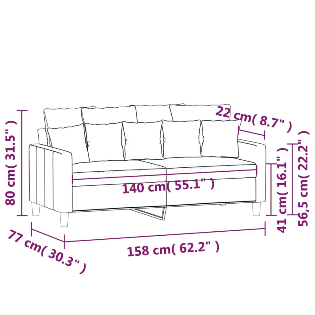 Canapé à 2 places Gris clair 140 cm Velours - XIOS