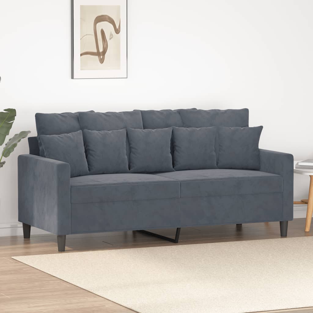 Canapé à 2 places Gris foncé 140 cm Velours - XIOS