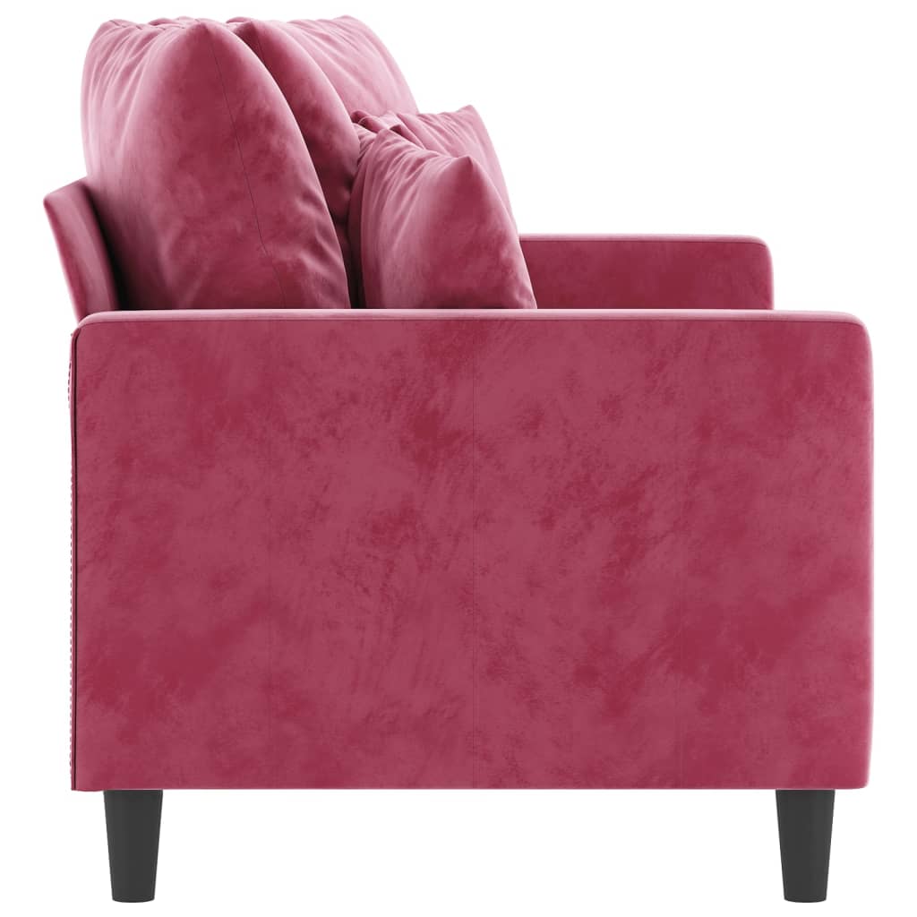 Canapé à 2 places Rouge bordeaux 140 cm Velours - XIOS