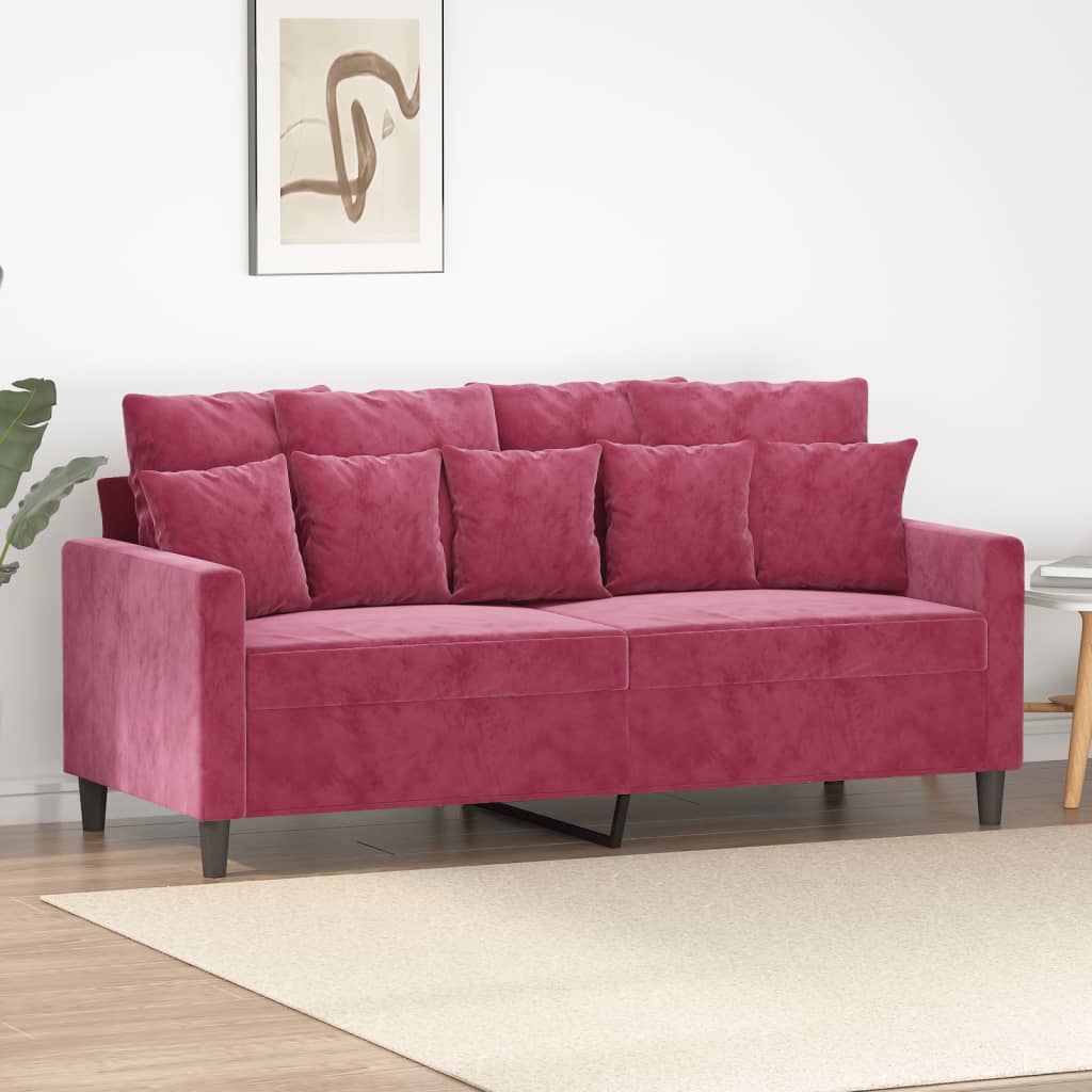 Canapé à 2 places Rouge bordeaux 140 cm Velours - XIOS