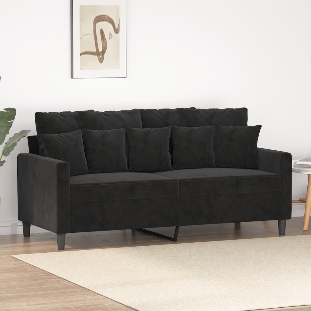 Canapé à 2 places Noir 140 cm Velours - XIOS