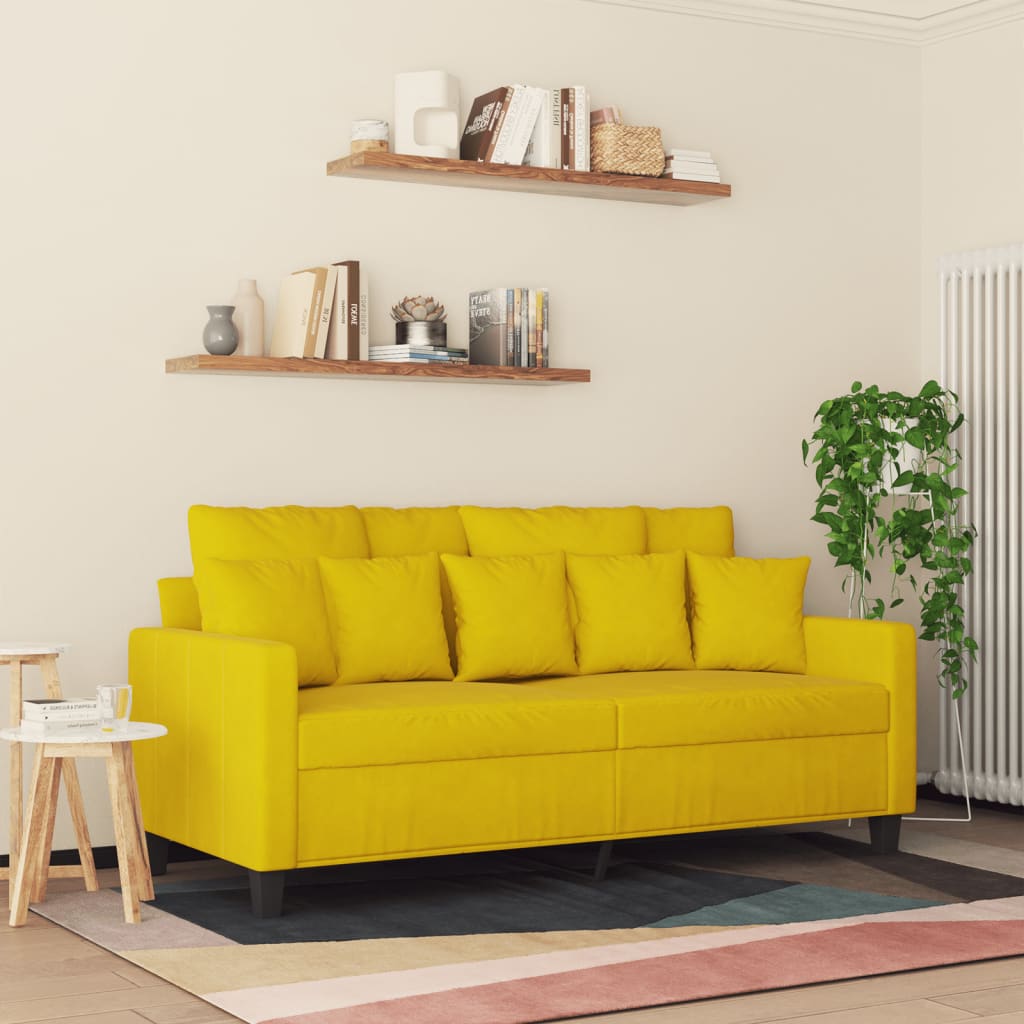 Canapé à 2 places Jaune 140 cm Velours - XIOS