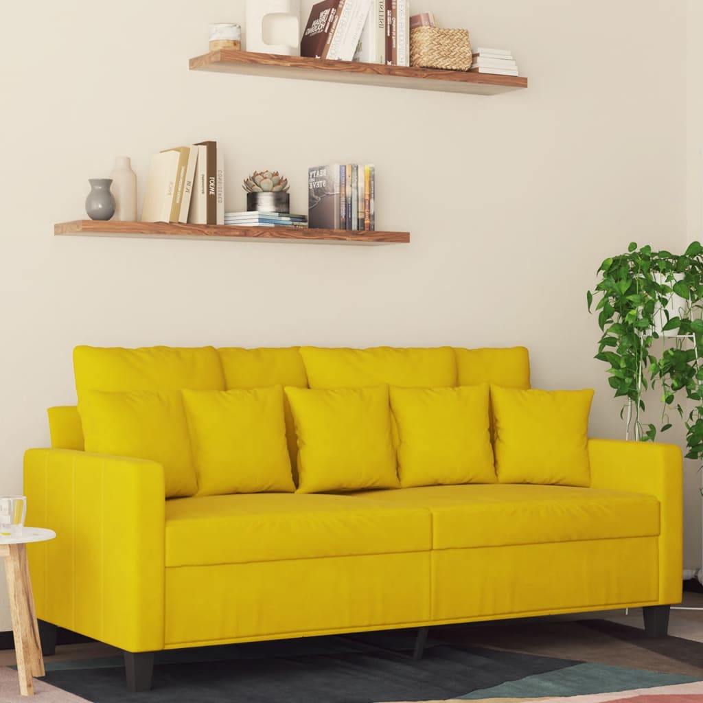 Canapé à 2 places Jaune 140 cm Velours - XIOS