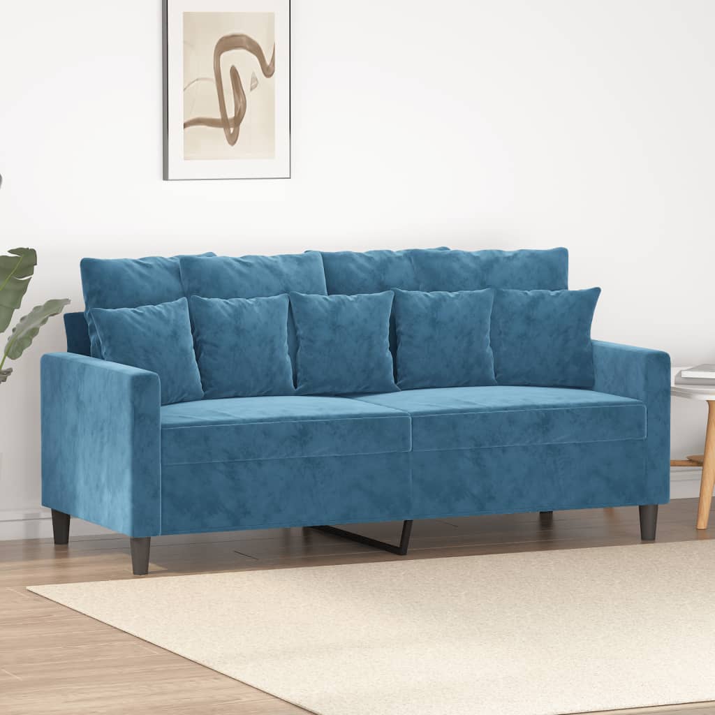 Canapé à 2 places Bleu 140 cm Velours - XIOS
