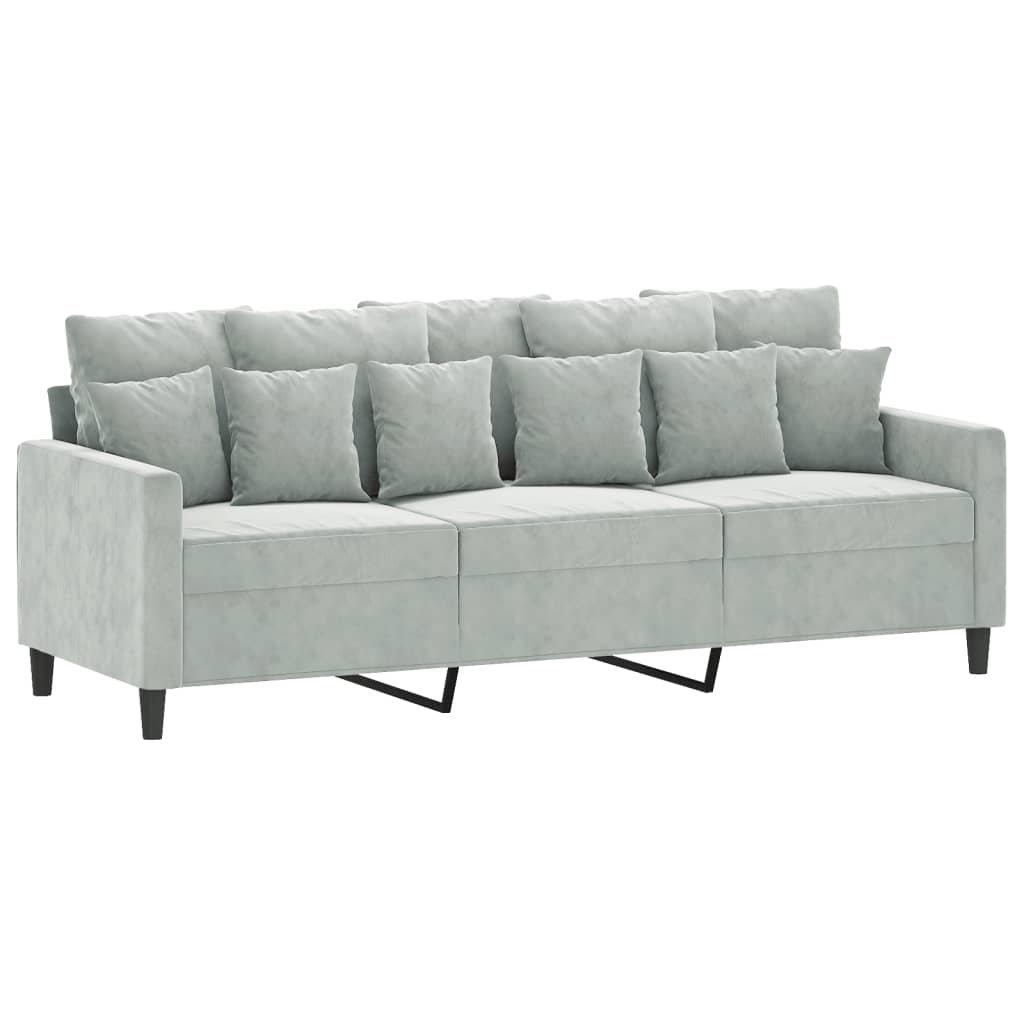 Canapé à 3 places Gris clair 180 cm Velours - XIOS
