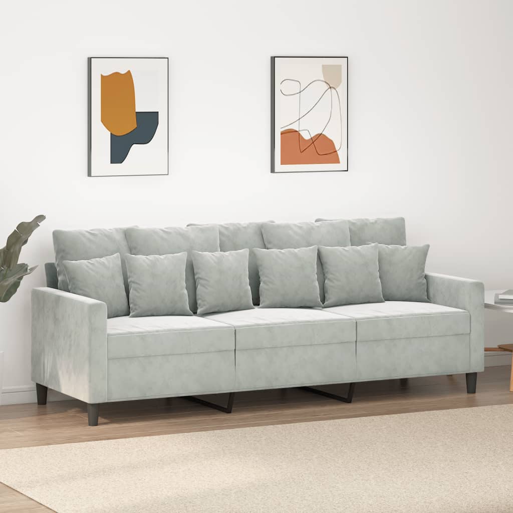Canapé à 3 places Gris clair 180 cm Velours - XIOS