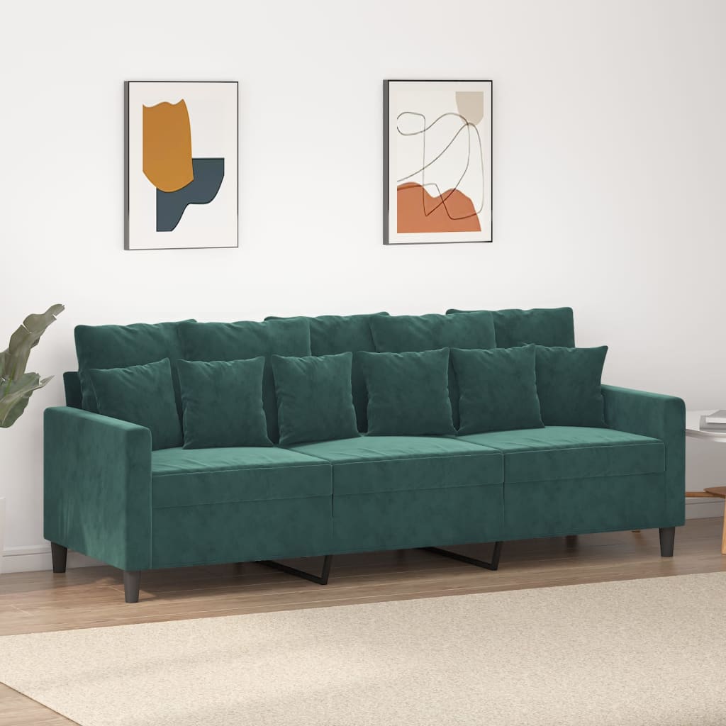Canapé à 3 places Vert foncé 180 cm Velours - XIOS