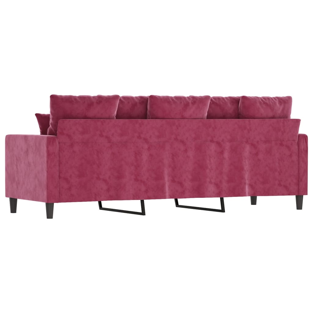 Canapé à 3 places Rouge bordeaux 180 cm Velours - XIOS
