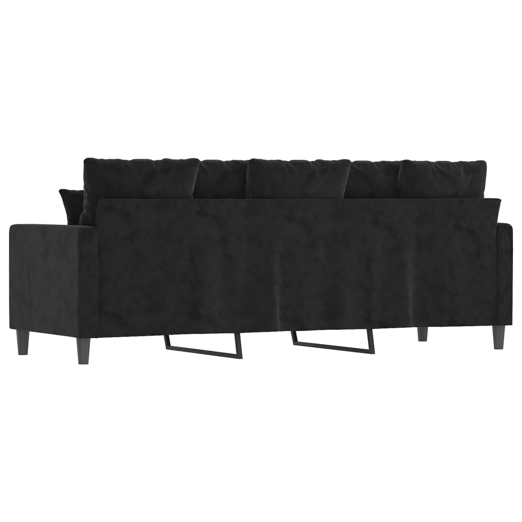 Canapé à 3 places Noir 180 cm Velours - XIOS