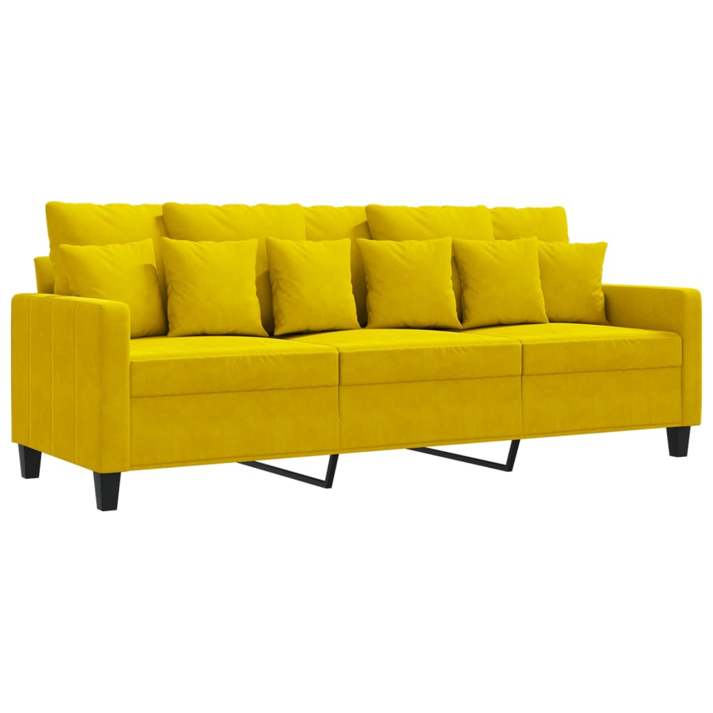 Canapé à 3 places Jaune 180 cm Velours - XIOS