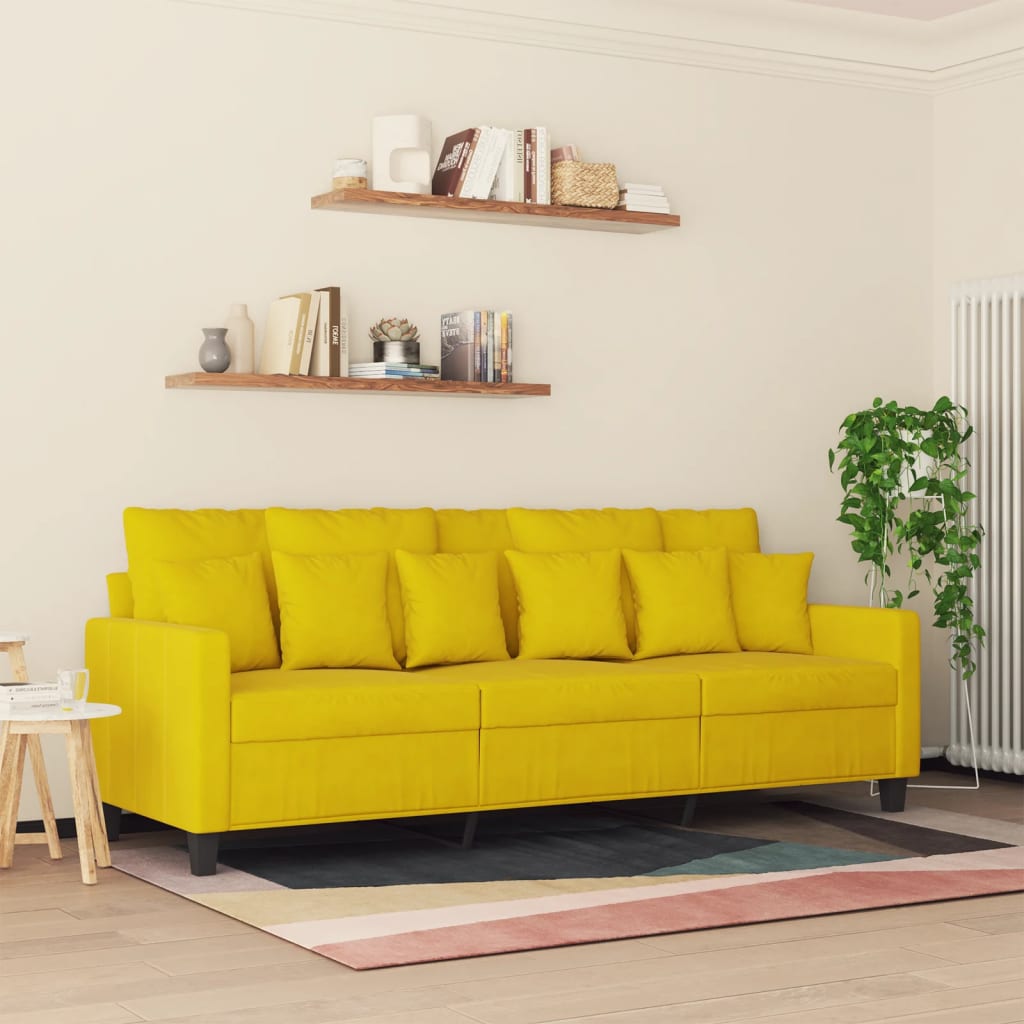 Canapé à 3 places Jaune 180 cm Velours - XIOS