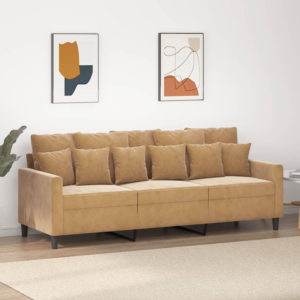 Canapé à 3 places Marron 180 cm Velours - XIOS