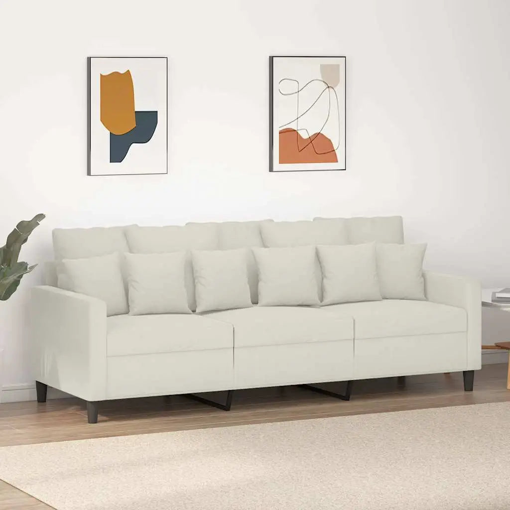 Canapé à 3 places Crème 180 cm Velours - XIOS