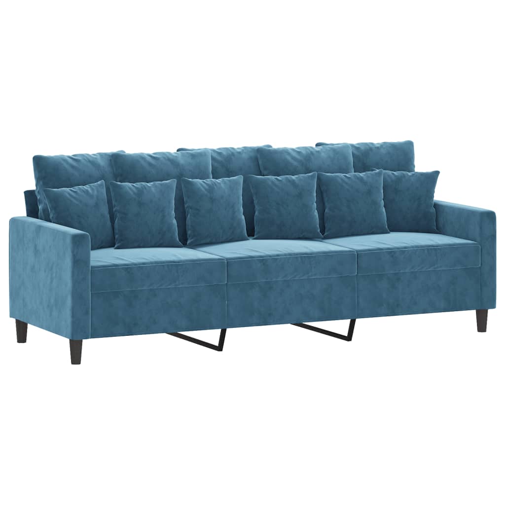 Canapé à 3 places Bleu 180 cm Velours - XIOS