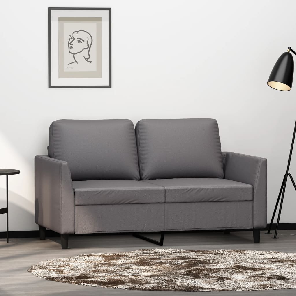 Canapé à 2 places Gris 120 cm Similicuir - XIOS