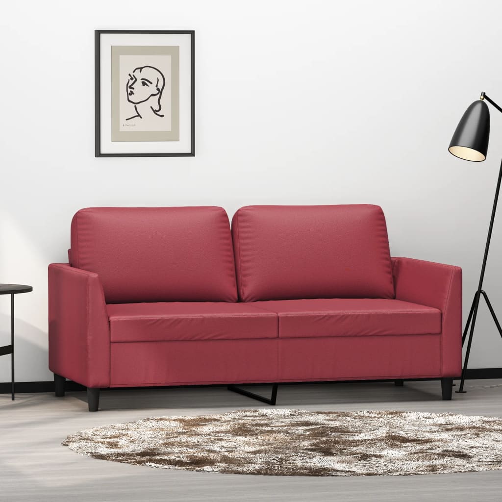 Canapé à 2 places Rouge bordeaux 140 cm Similicuir - XIOS
