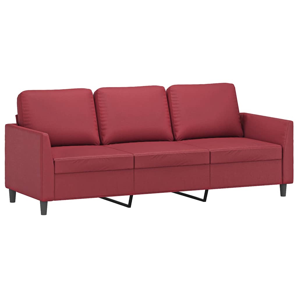 Canapé à 3 places Rouge bordeaux 180 cm Similicuir - XIOS