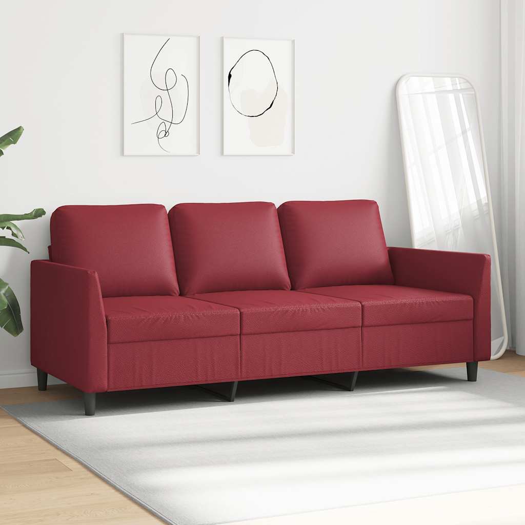 Canapé à 3 places Rouge bordeaux 180 cm Similicuir - XIOS