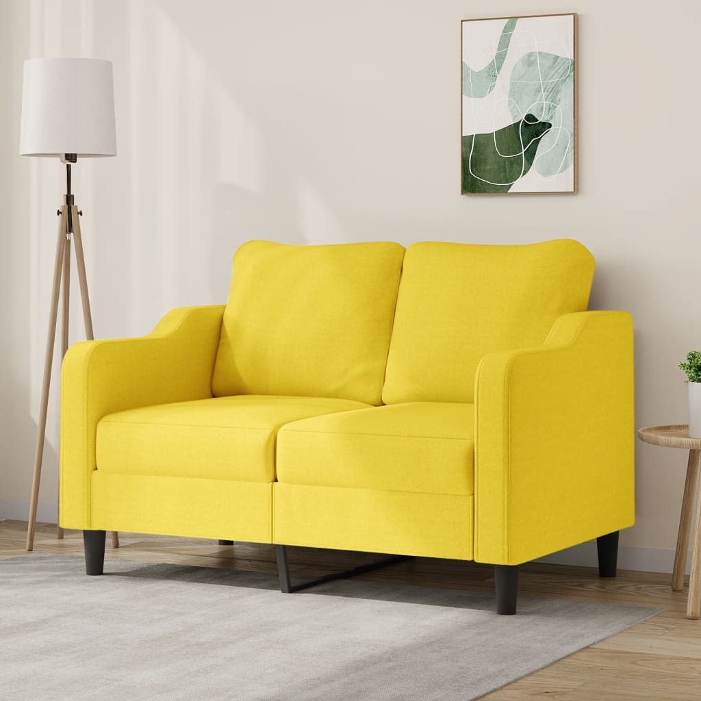 Canapé à 2 places Jaune clair 120 cm Tissu - XIOS