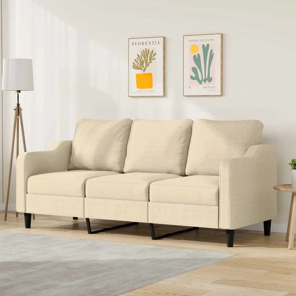 Canapé à 3 places Crème 180 cm Tissu - XIOS