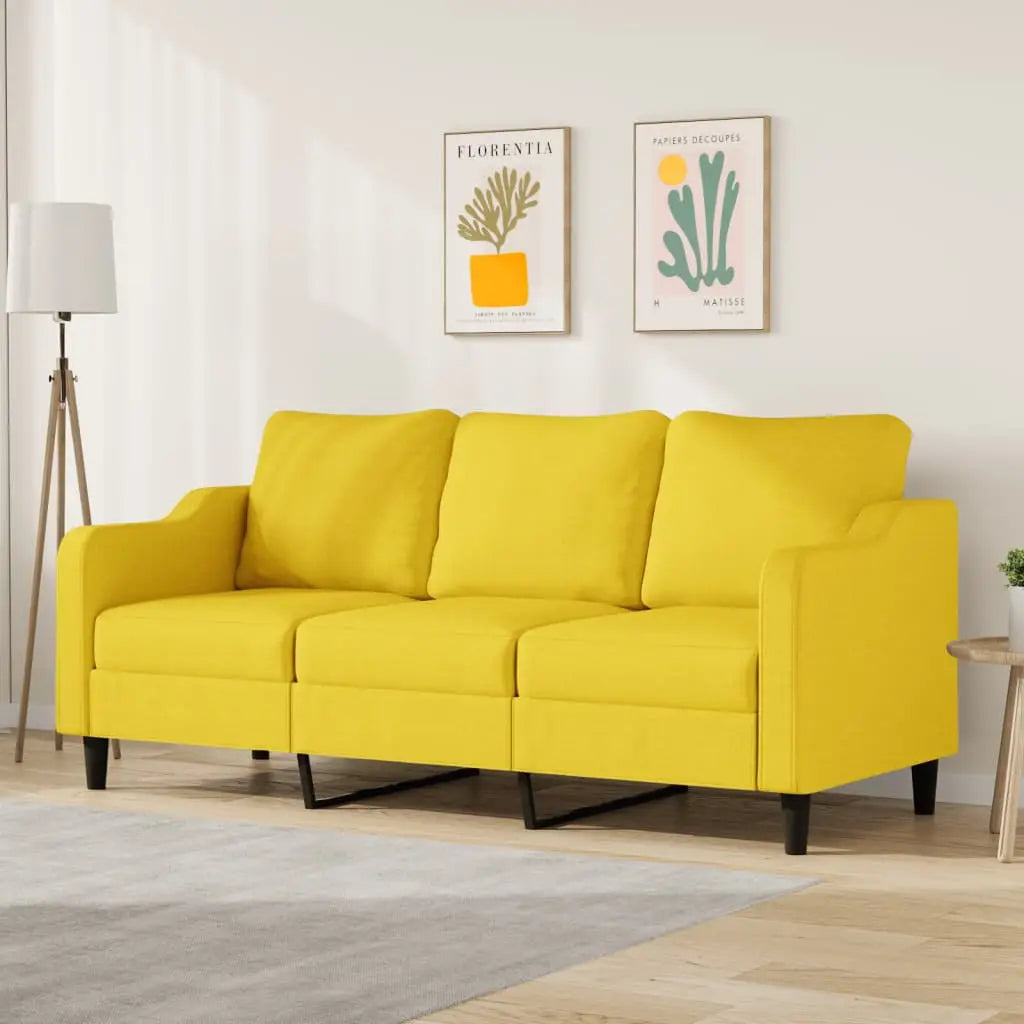 Canapé à 3 places Jaune clair 180 cm Tissu - XIOS