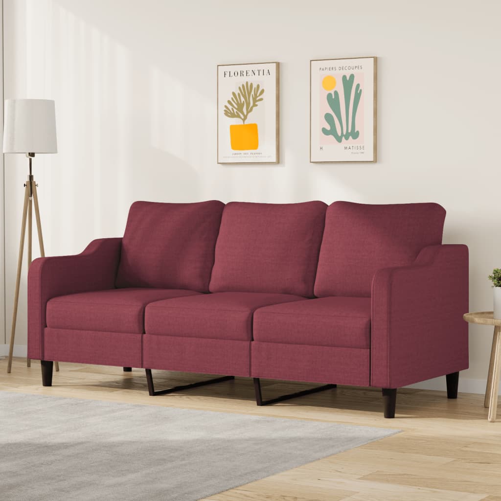 Canapé à 3 places Rouge bordeaux 180 cm Tissu - XIOS