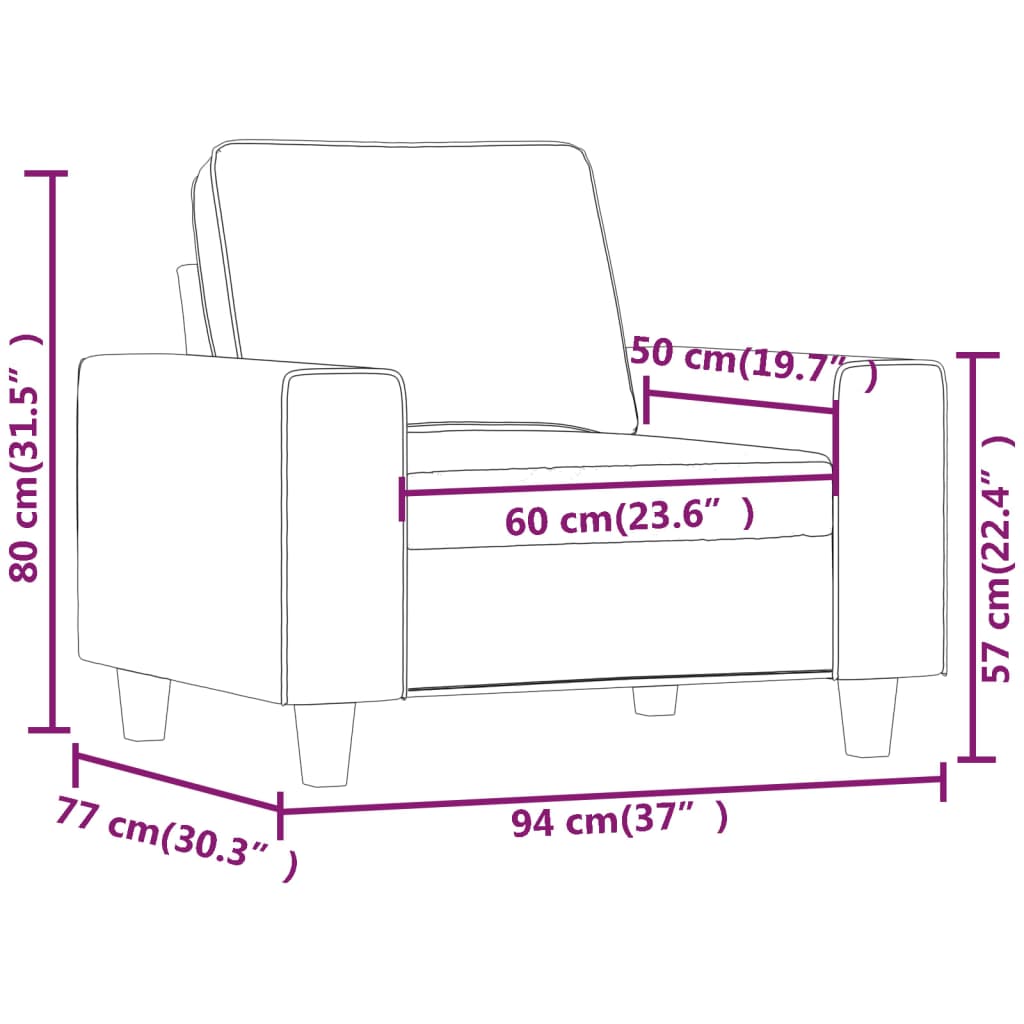 Fauteuil Taupe 60 cm Tissu - XIOS