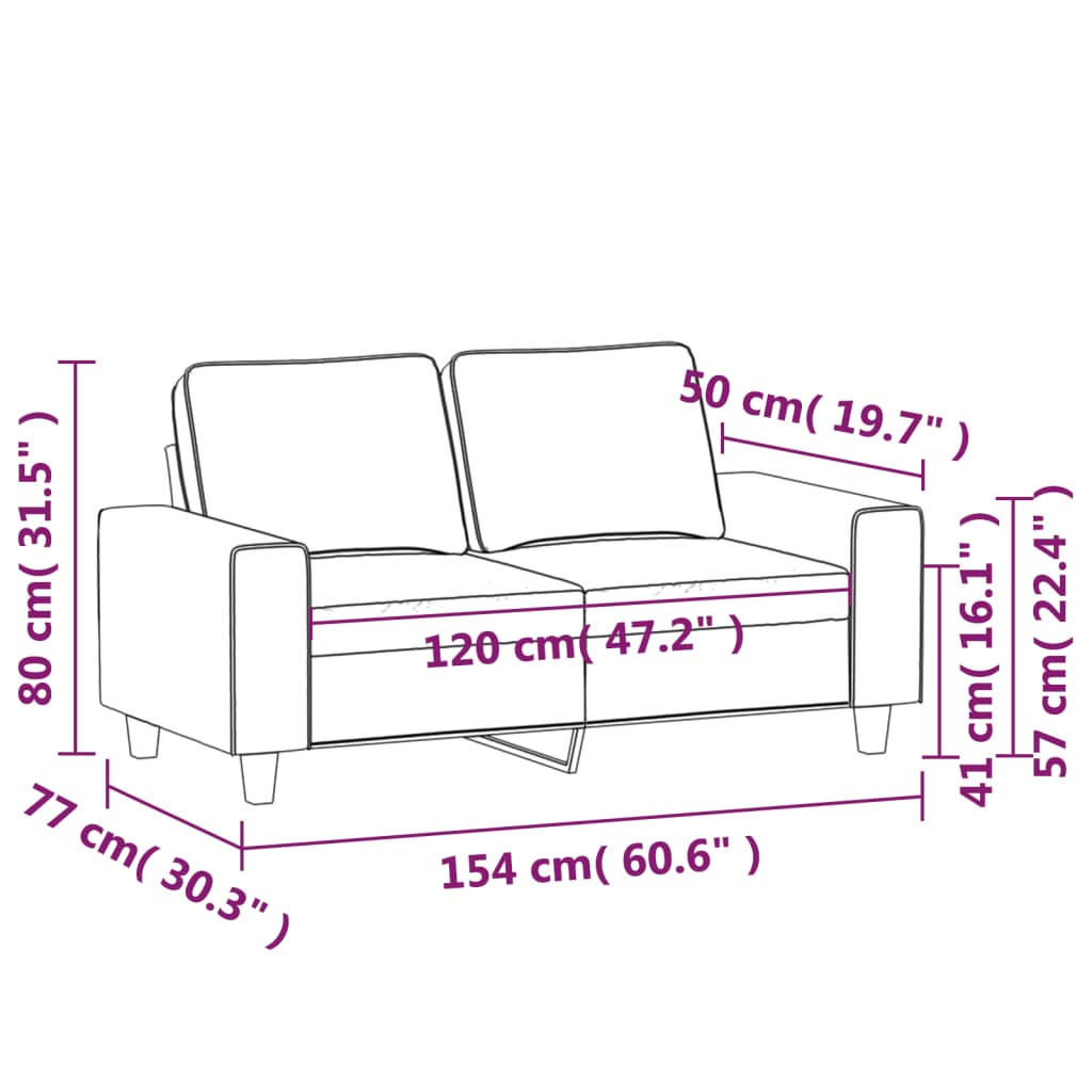 Canapé à 2 places Gris clair 120 cm Tissu - XIOS