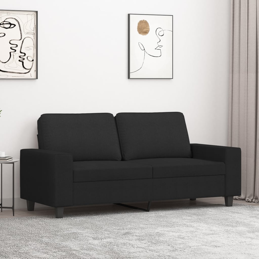 Canapé à 2 places Noir 140 cm Tissu - XIOS