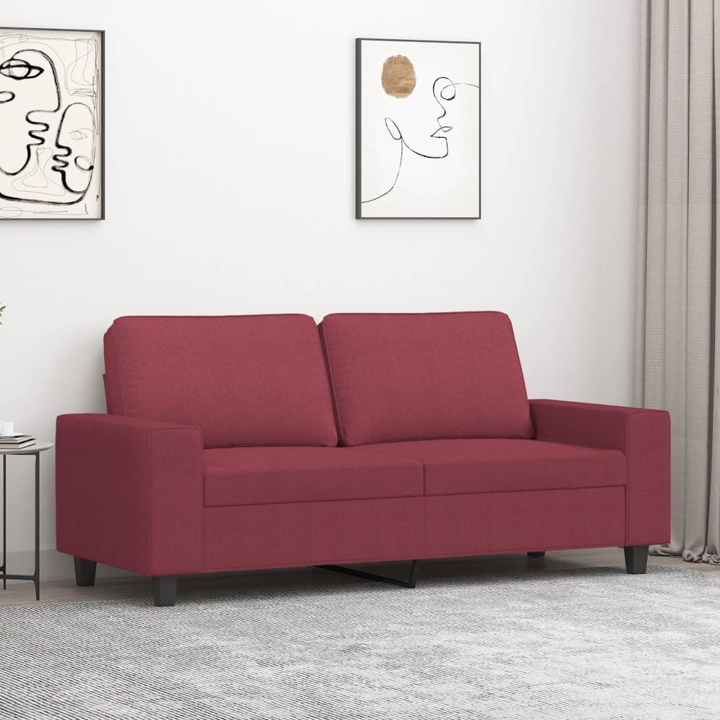 Canapé à 2 places Rouge bordeaux 140 cm Tissu - XIOS