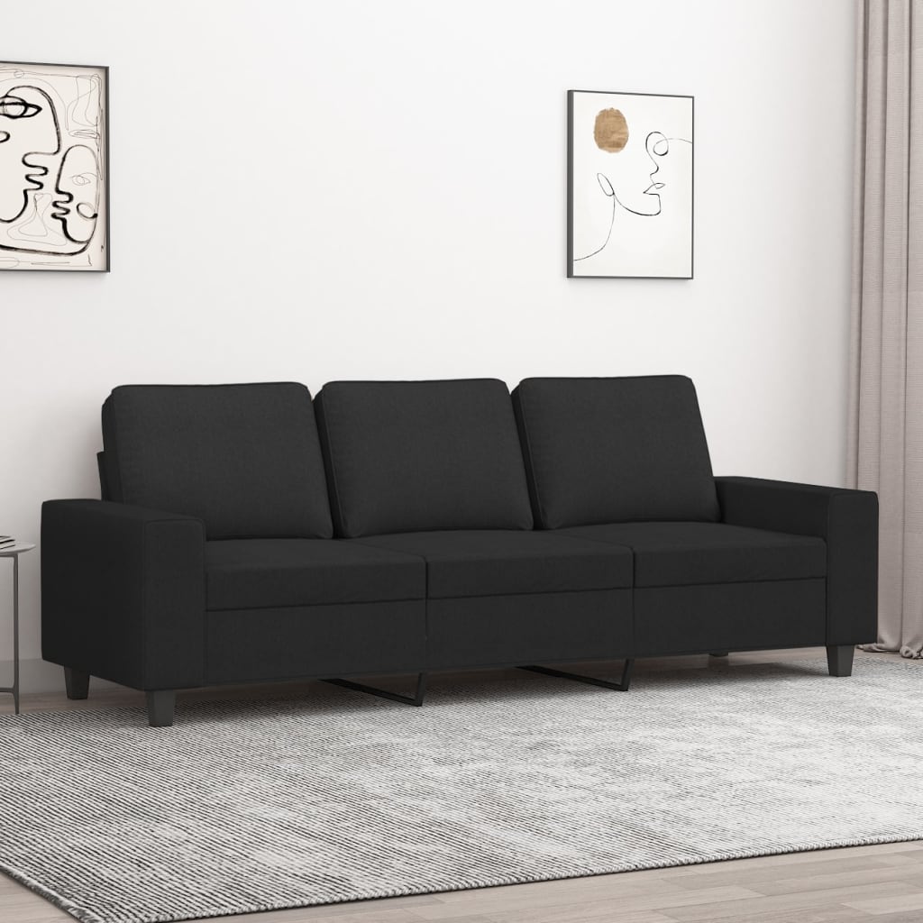 Canapé à 3 places Noir 180 cm Tissu - XIOS