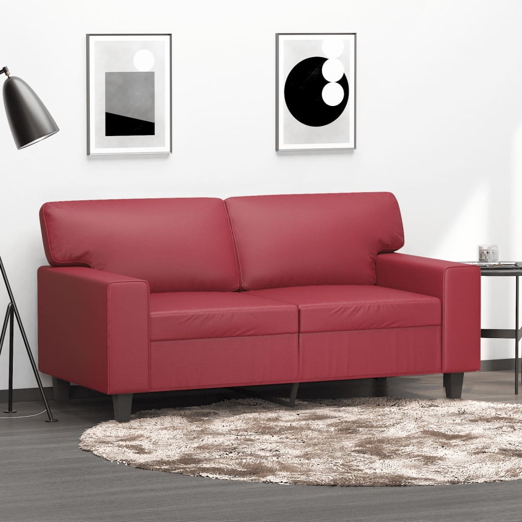 Canapé à 2 places Rouge bordeaux 120 cm Similicuir - XIOS