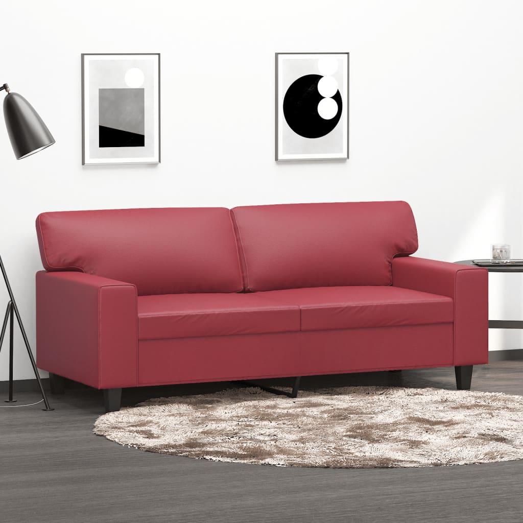 Canapé à 2 places Rouge bordeaux 140 cm Similicuir - XIOS