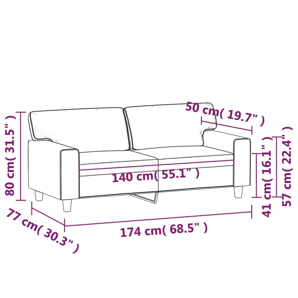 Canapé à 2 places Cappuccino 140 cm Similicuir - XIOS