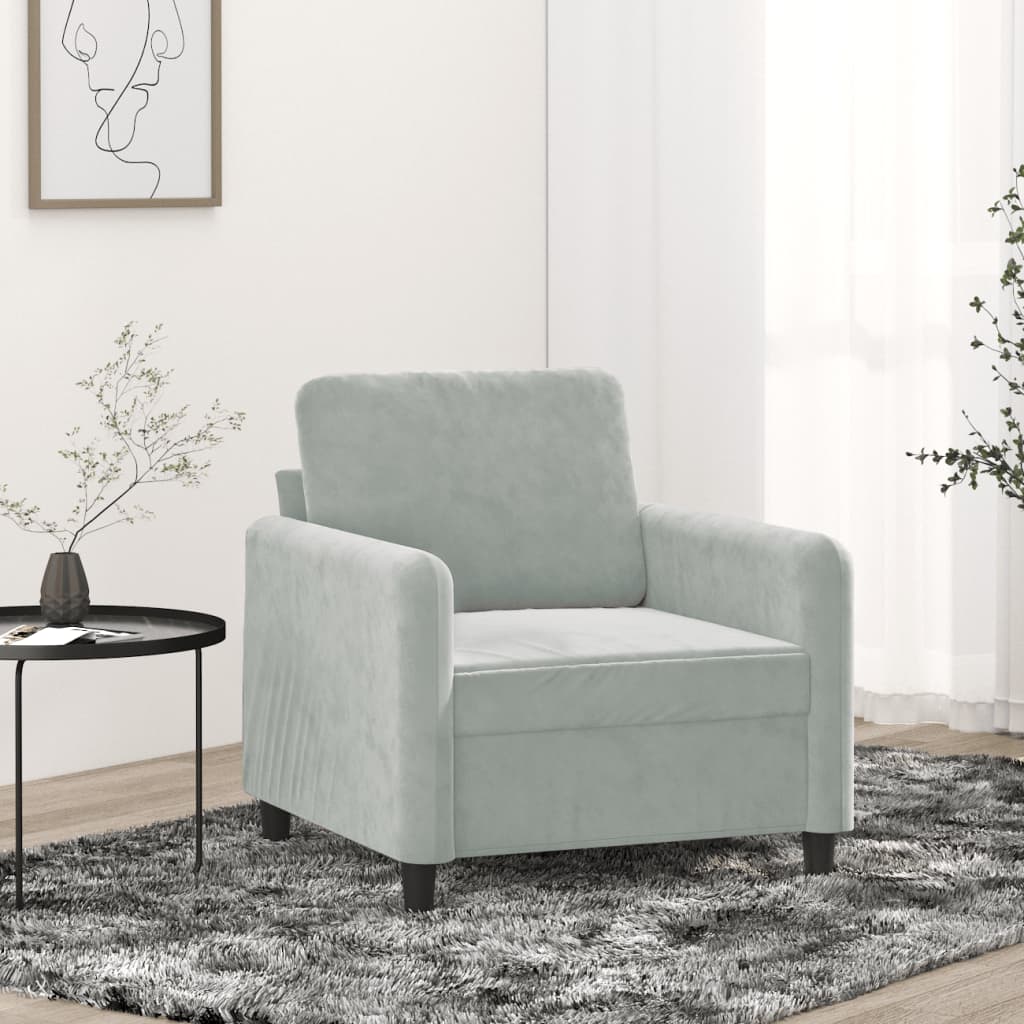 Fauteuil Gris clair 60 cm Velours - XIOS